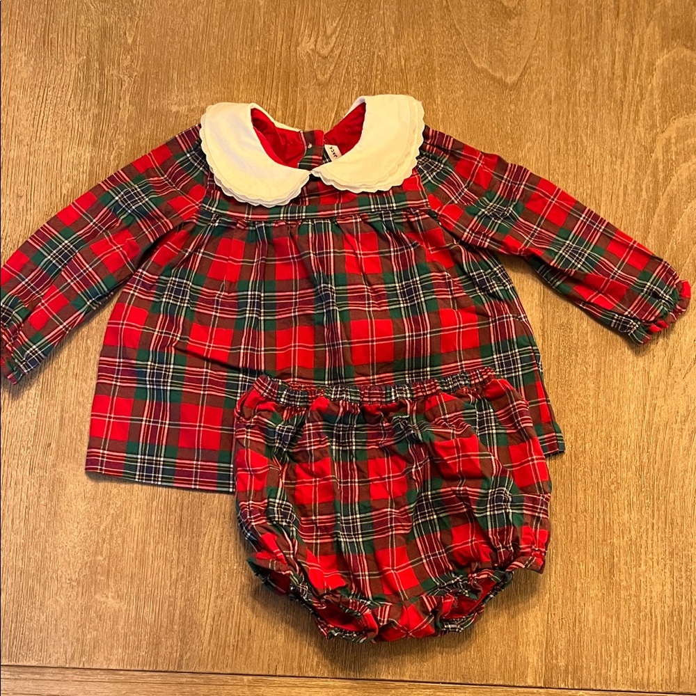 Janie and Jack Red Tartan Dress Set